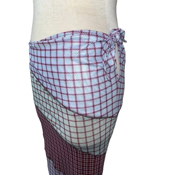 MIAOU Sienna Skirt in Bristol Plaid Small New Womens Sheer Midi Mesh - Picture 6 of 16